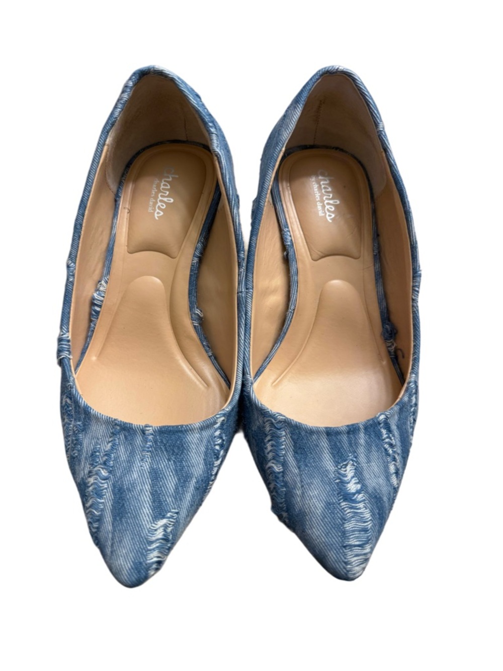 CHARLES BY CHARLES DAVID DISTRESSED DENIM HEELS - Picture 3 of 10